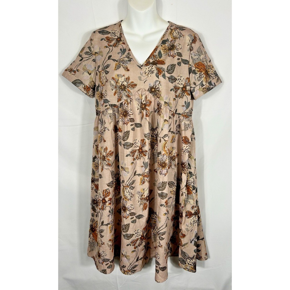 Emery Rose Smocked Babydoll Dress Size S Brown Boho Forest Fairy Cottage Prairie
